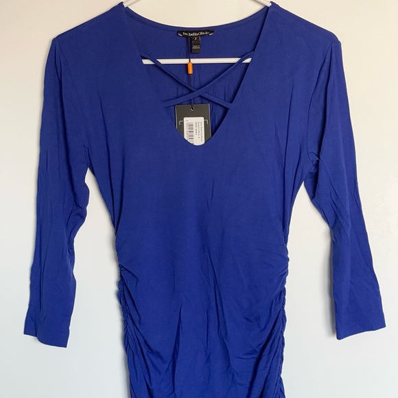 NEW Isabella Oliver Maternity Dress Cobalt Blue Sz 2 Bodycon Ruching - Picture 3 of 7